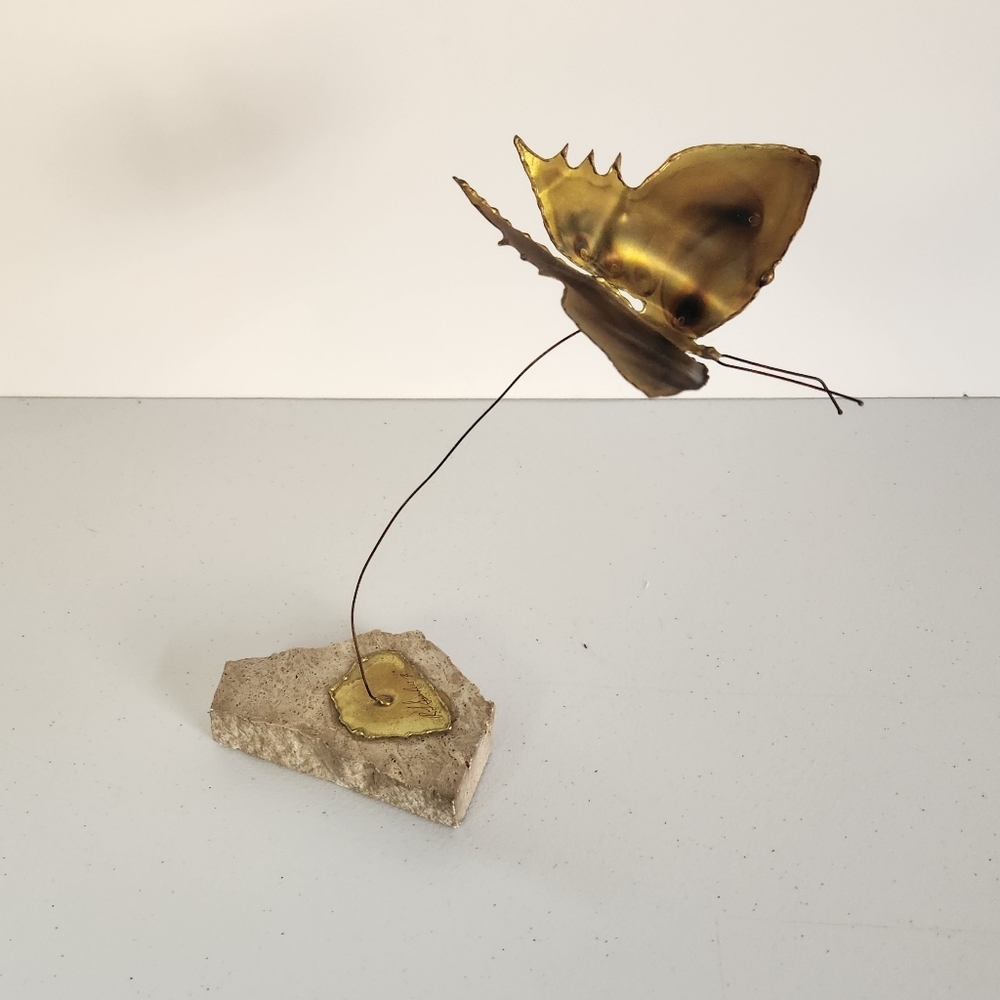 Vintage Copper Metal Butterfly Brutalist Sculpture Art MCM Kinetic R.l. Saunders